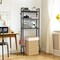3-Tier Industrial Over-The-Toilet Storage Shelf | Freestanding Bathroom Organizer with Toilet Paper Holder & 4 Hooks | Heavy-Duty Metal Wire Rack, Space-Saving Brown Design